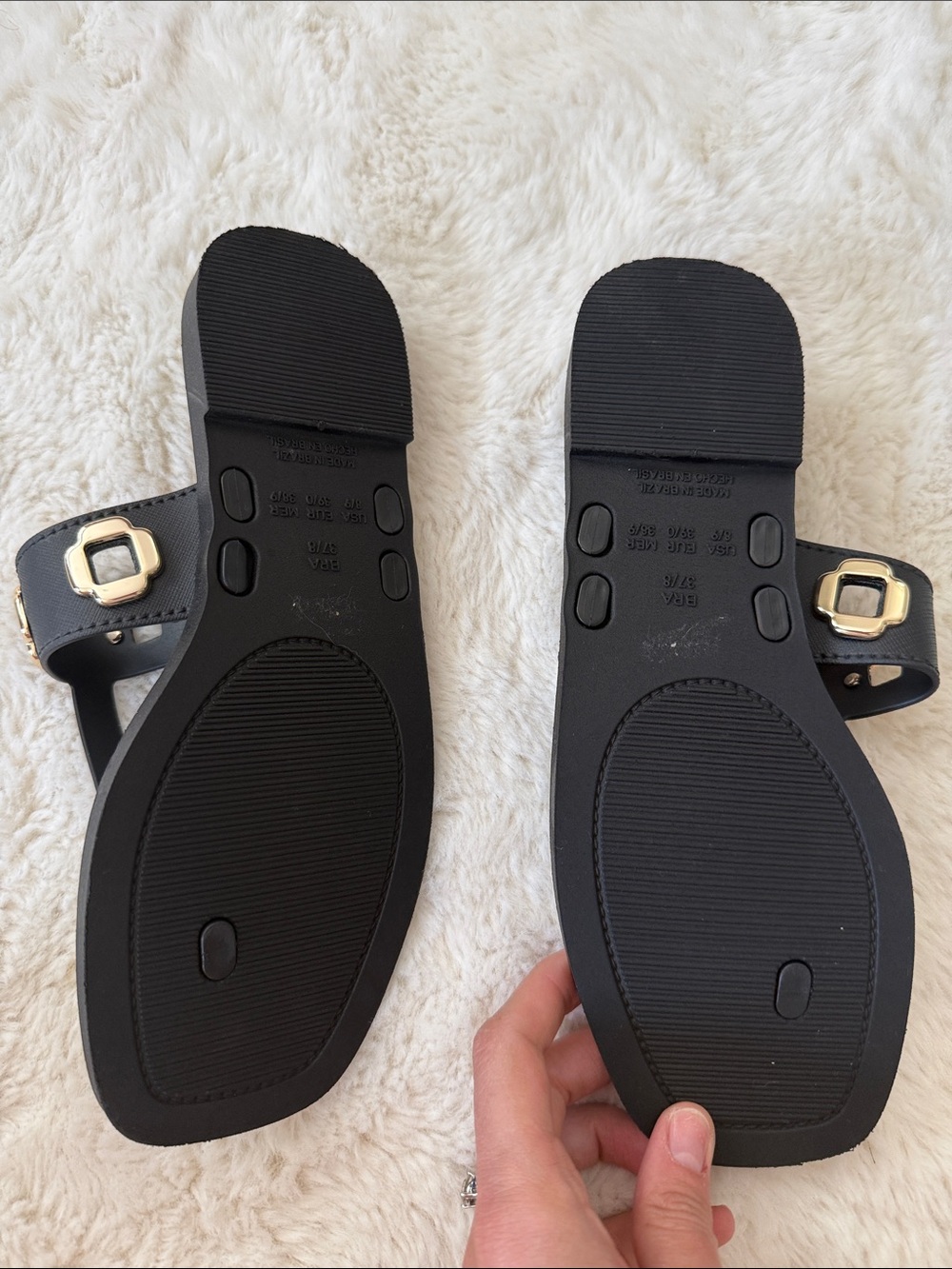 Larroude Milan Black Gold-Accent Thong Sandals - Picture 2 of 3